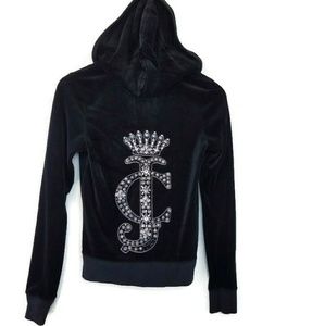 Juicy Couture Black Velour Hoodie Sz. S